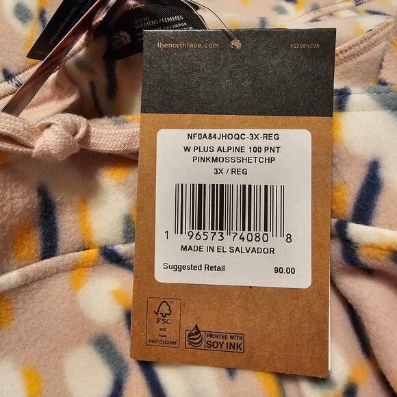 NWT The North Face Alpine Polartec 100 Fleece Pants Women’s Pink Confetti 3X - Picture 5 of 11